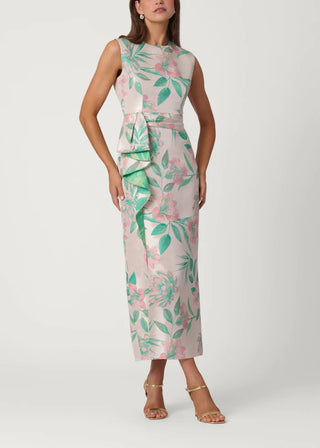 Silvia Dress in Blush/Kelly Green