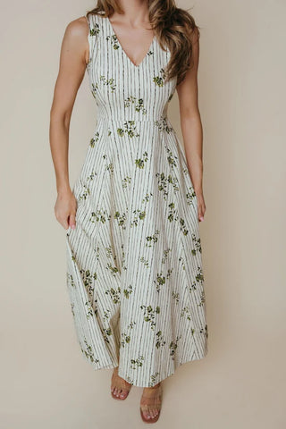 Drew Dress in Pinstripe Floral