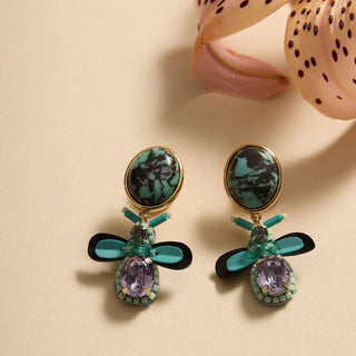 Beetle Drop Earrings in Turquoise