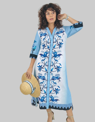 Rhea Midi Dress in Menagerie White