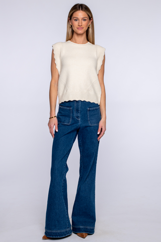 Heather Convertible Sweater in Ivory