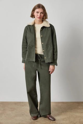 Washed Twill Pleat Back Jacket in Juniper