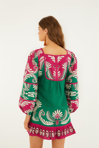 Spring Arabesc LS Mini Dress in Multicolor