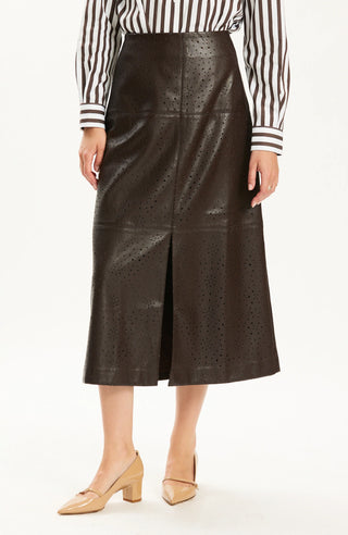 Pheobe Vegan Leather Skirt in Demitasse