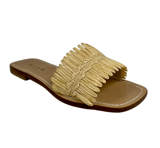 Raffia Square Toe Slide