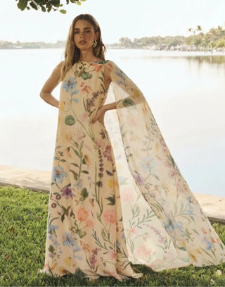Estrella Cape Gown in Blooming Vine