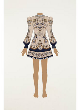 Long Sleeve Mini Dress in Liz Beige