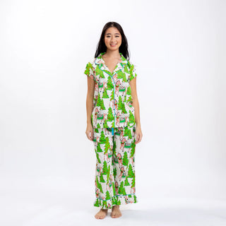 Luxe Sateen Capri PJ Set in Safari Christmas