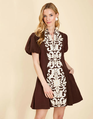 Flavia Mini Dress in Cioccolato Brown