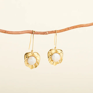 Palm Drop Earring in White/Gold