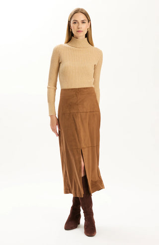 Pheobe Faux Suede Skirt in Bison
