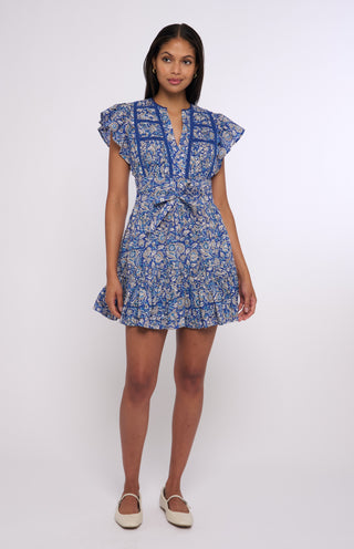 Madelyn Mini Dress in Queenie Blue Rock Print