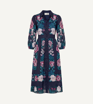 Donatella Midi Dress in Juliet Ebony Print