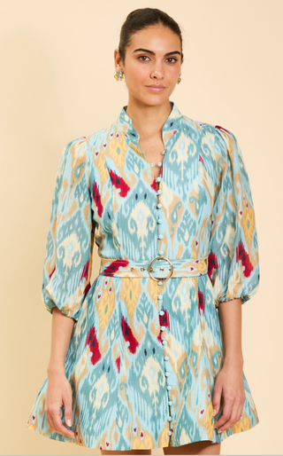Valencia Mini Dress in Misty Ikat