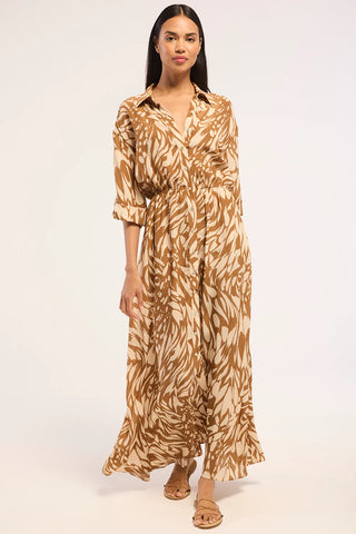 Lourdes Dress in Abstract Dune
