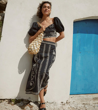 Sorina Midi Skirt in Black
