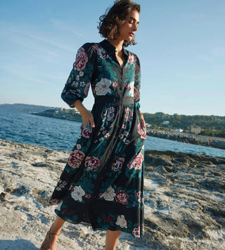 Donatella Midi Dress in Juliet Ebony Print