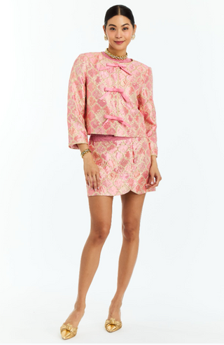 Leandra Bow Jacket in Gilded Pink