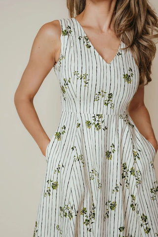 Drew Dress in Pinstripe Floral
