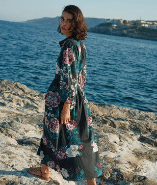 Donatella Midi Dress in Juliet Ebony Print