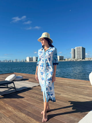 Rhea Midi Dress in Menagerie White