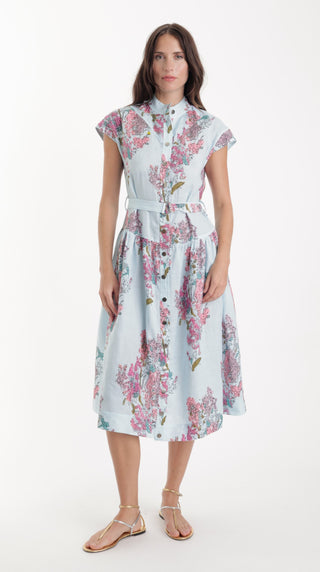 Zelie Print Dress in Eden Blue