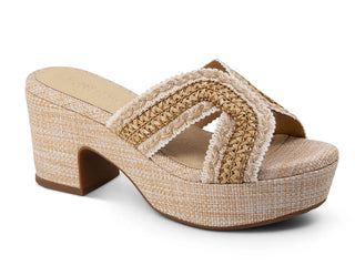 Gen Platform Sandal in Tan Raffia